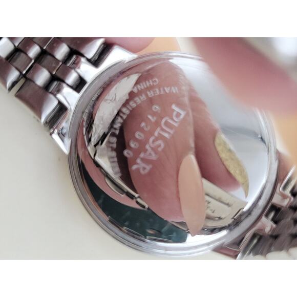 Pulsar Solar Womens Wristwatch Two Tone Silver Gold Stainless Steel AS01 672090 main image 6